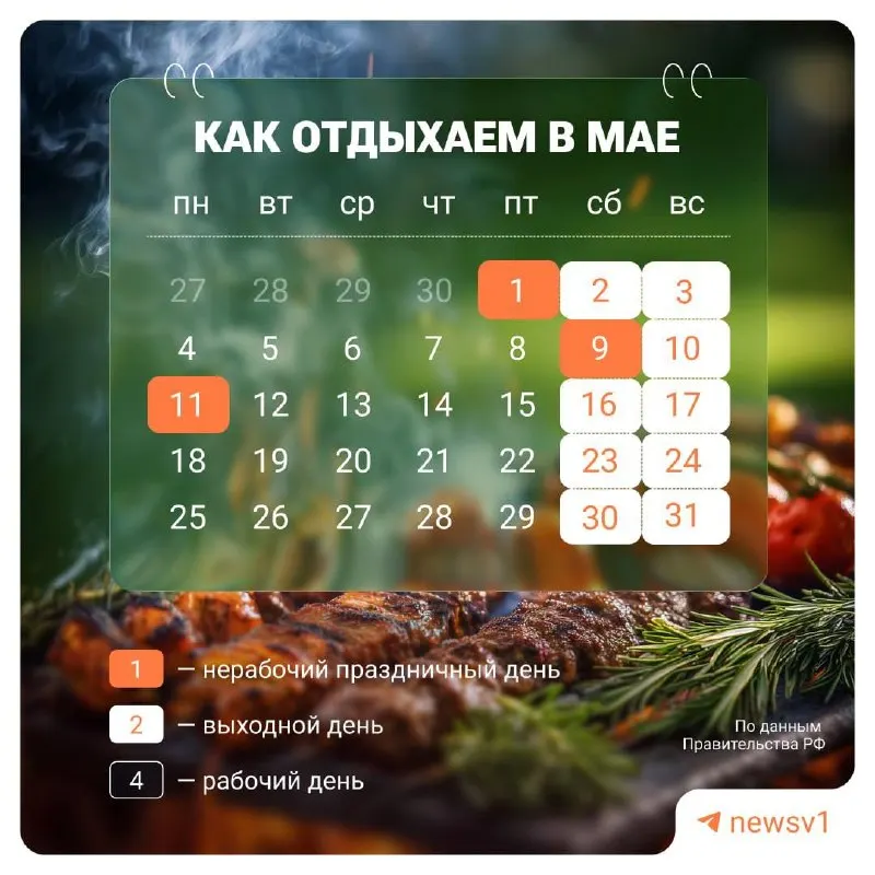 В России с 9 по 11 мая установлены нерабочие дни, посвящённые празднованию Дня Победы.