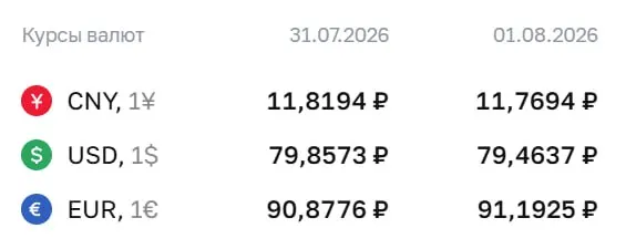 Официальный курс на выходные и 3 августа: евро поднялся до ₽91,19. Курсы ЦБ используются для расчетов по ряду финансовых инструментов.
