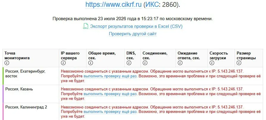 Ресурс Центральной избирательной комиссии перестал открываться на фоне обсуждения деклараций кандидатов в Госдуму. Сбой зафиксировали службы мониторинга, официальных комментариев пока нет.