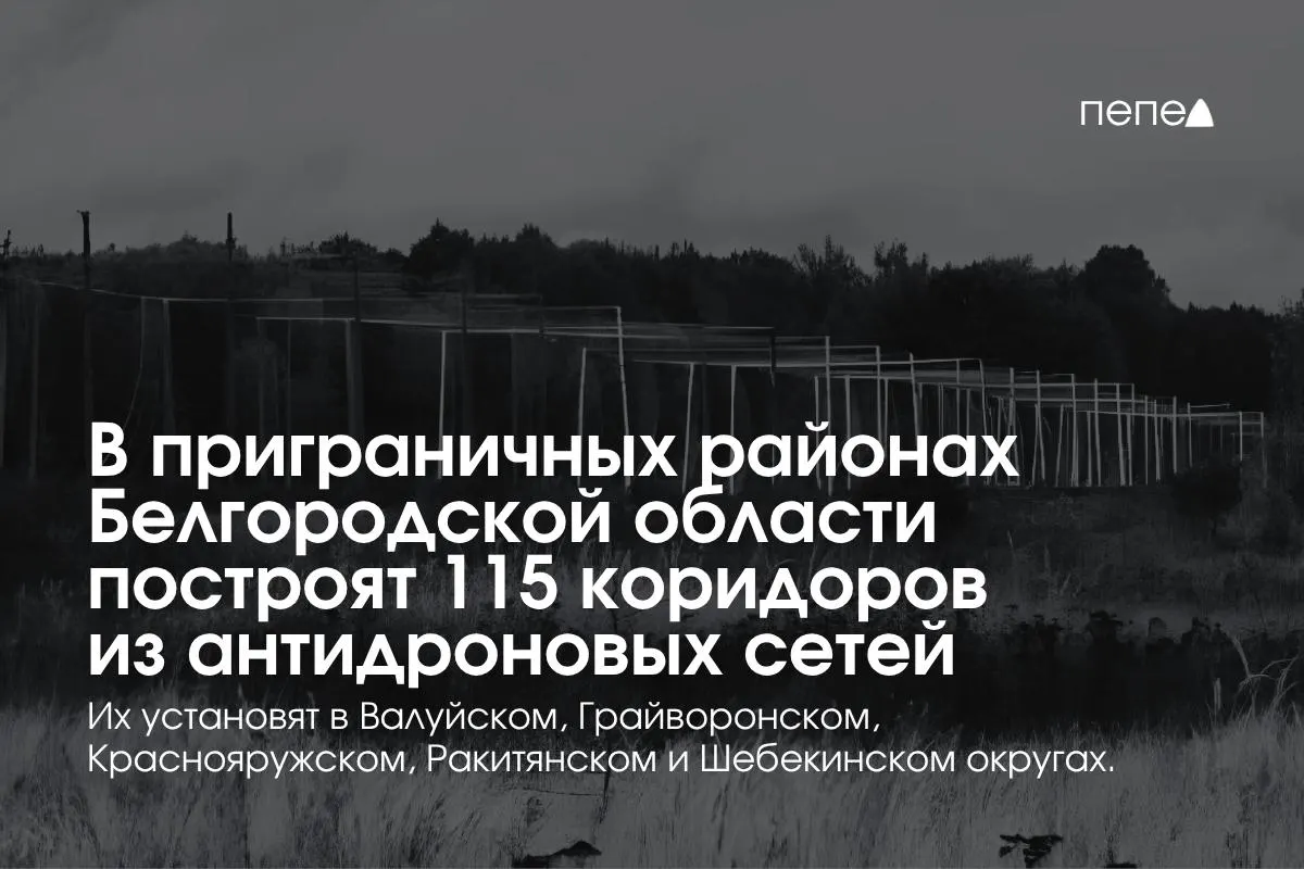 В Белгородской области объявили о строительстве 115 антидроновых коридоров вдоль приграничных трасс, охватывающих несколько районов.