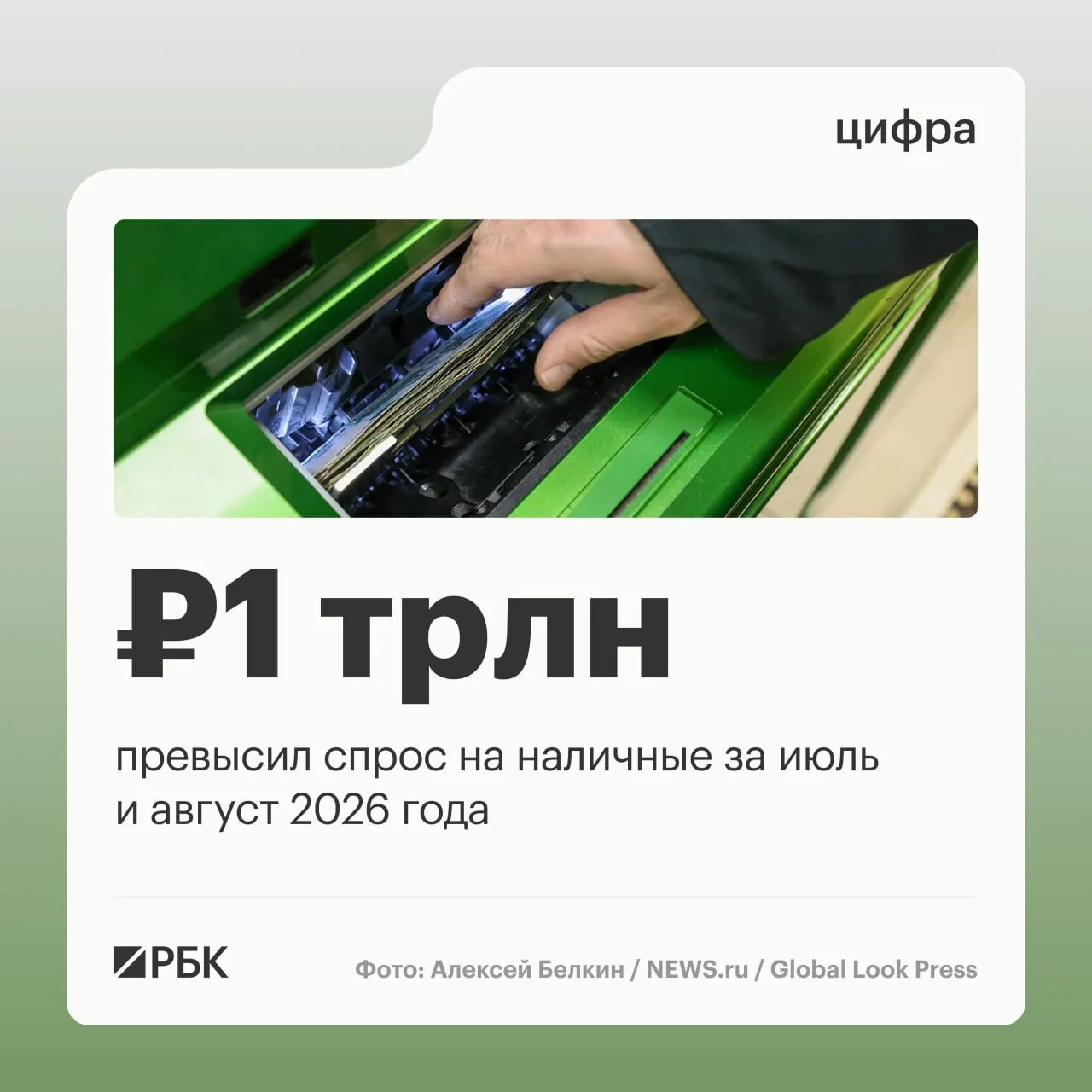 За год объем наличных в обращении вырос примерно на 2,5 трлн рублей; пик спроса на наличность зафиксирован в апреле — 678,7 млрд рублей.